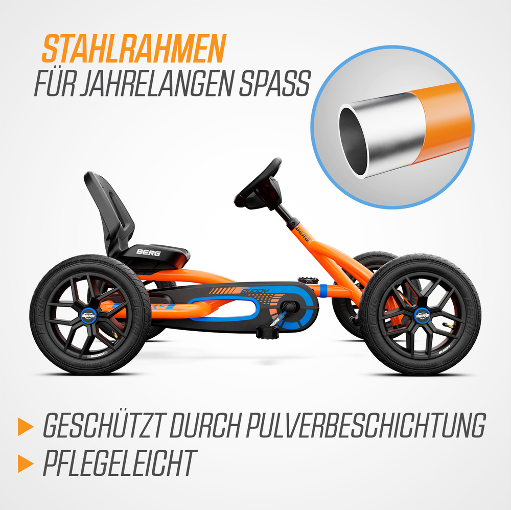 BERG Gokart Buddy B-Orange 2.0 (Facelift) inkl. Trailer L